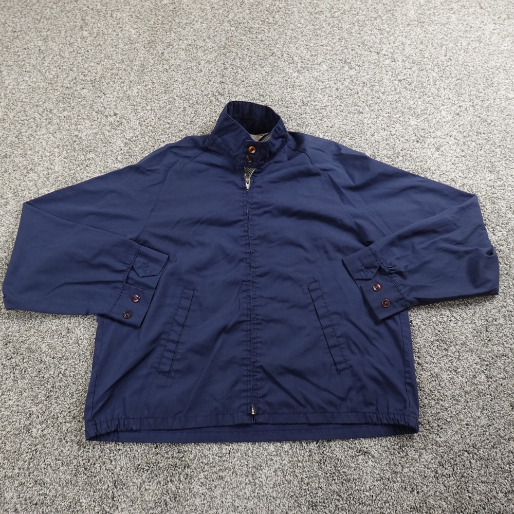 VTG Montgomery Ward Jacket Mens‎ M Blue Lined Bomber Chin Strap Zip Coat 60s 70s